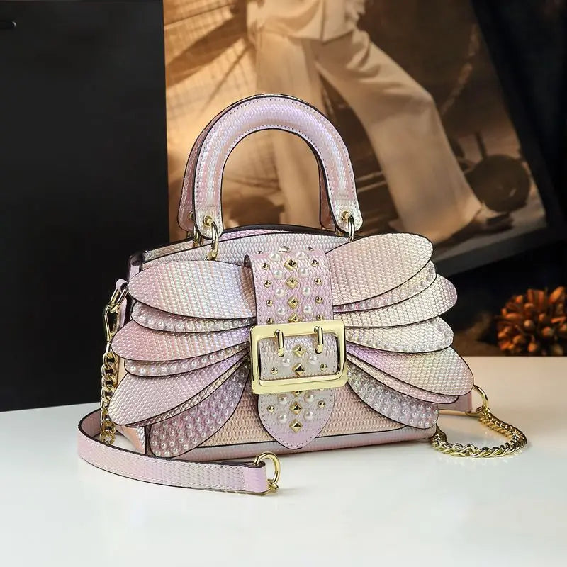 The Pearl - THe New Pearl Riveted Wings Leather handbag