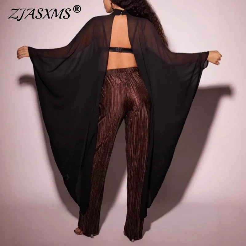 Chic - Batwing Shirt Pullover See Through Elegant Flowing Top