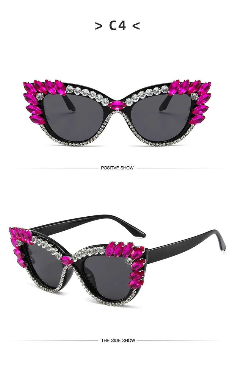 Uptown - Diamond Cat Eye Luxury Designer Rhinestone Sunglasses UV400