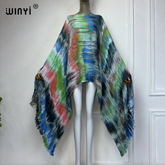 Cascade - Knitted hollow Hand-dyed Elegant Evening Top or mini dress